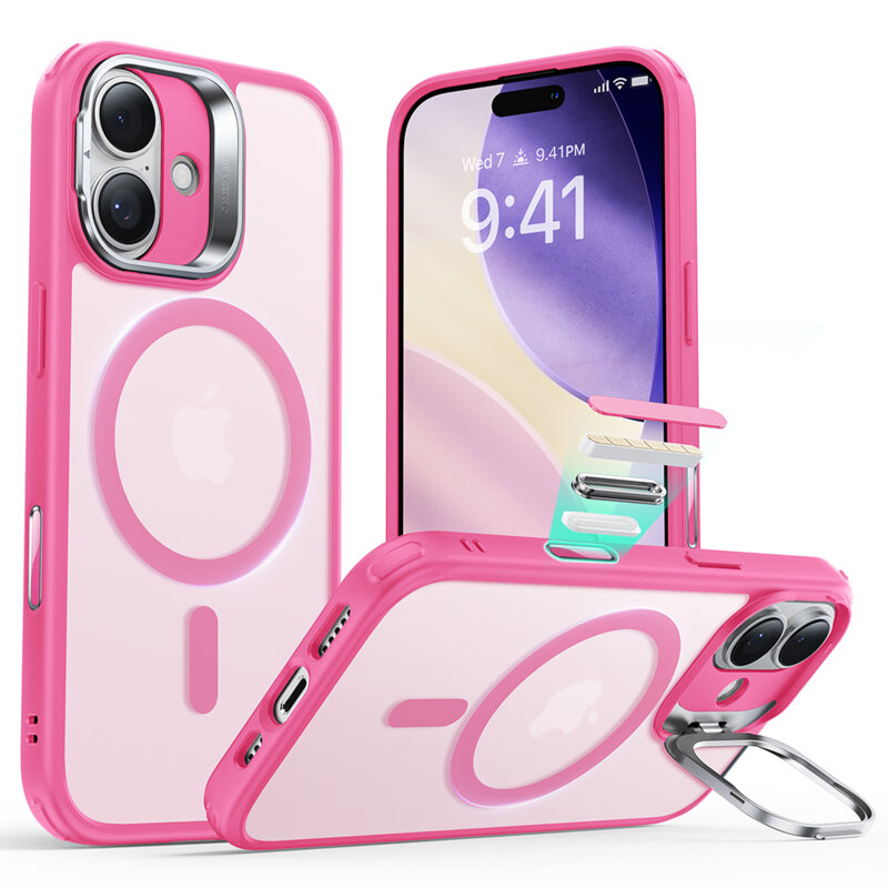 Husa iPhone 17 ESR Classic Hybrid HaloLock Kickstand, roz