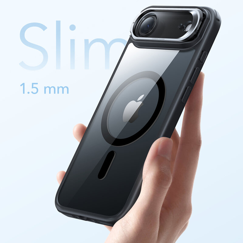 Husa iPhone 17 Air ESR Classic Hybrid HaloLock Kickstand, negru/transparenta