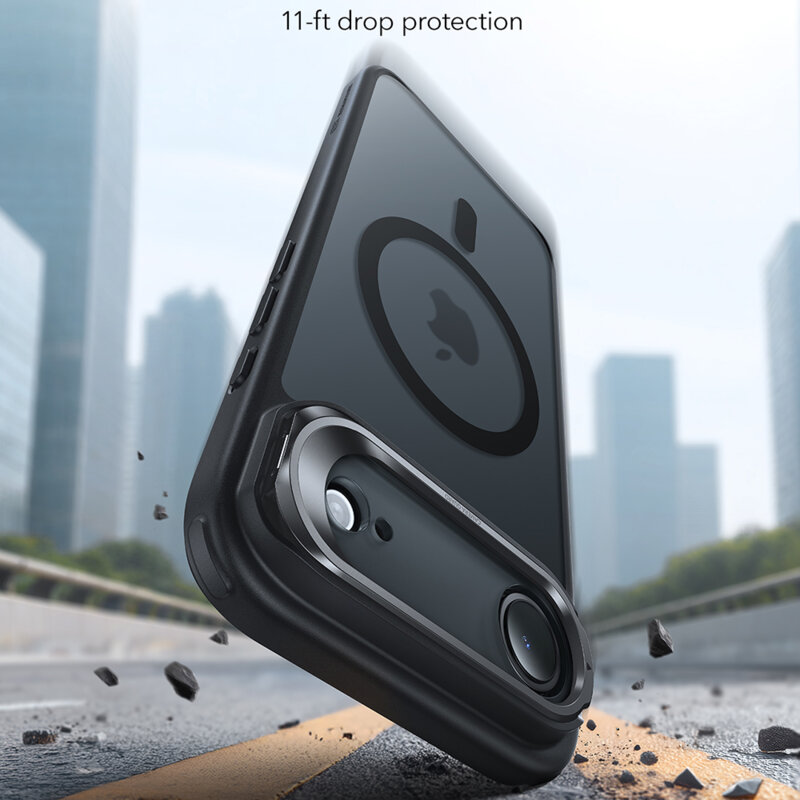 Husa iPhone 17 Air ESR Classic Hybrid HaloLock Kickstand, negru frost