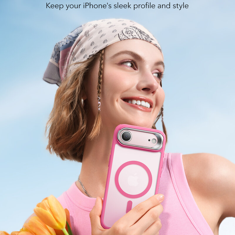 Husa iPhone 17 Air ESR Classic Hybrid HaloLock Kickstand, roz