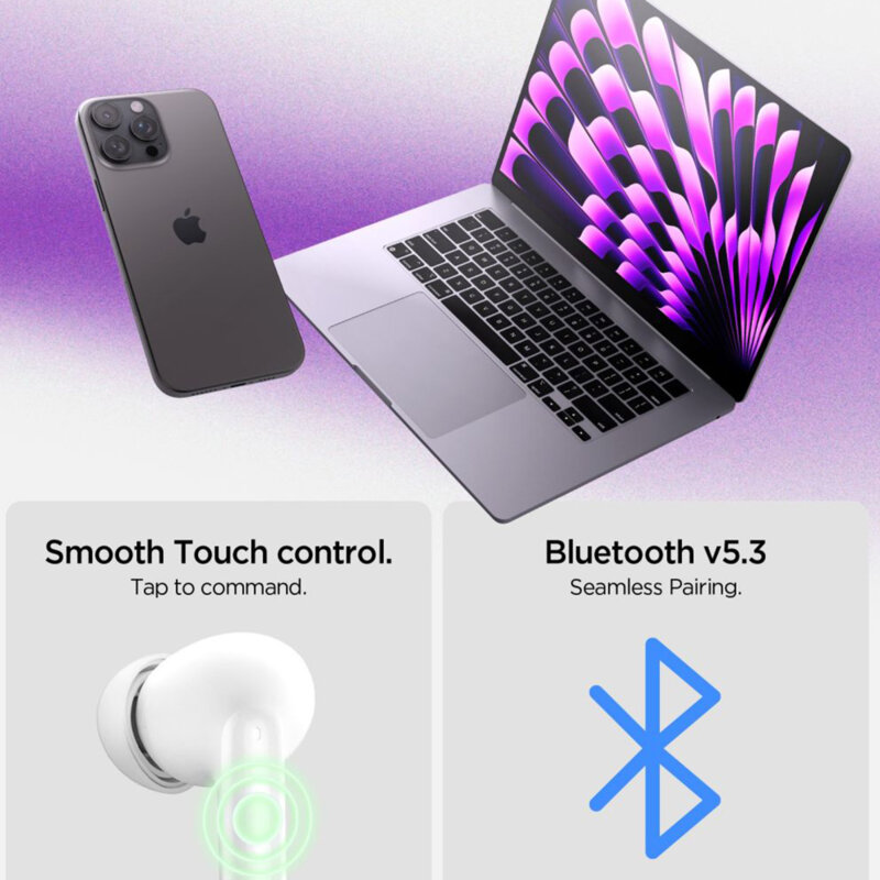 Casti wireless Bluetooth, ANC, microfon Spigen, negru, SA2400