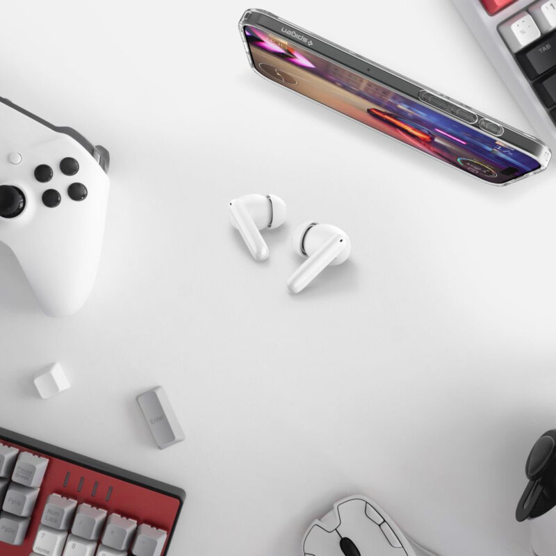 Casti wireless Bluetooth, ANC, microfon Spigen, alb, SA2400