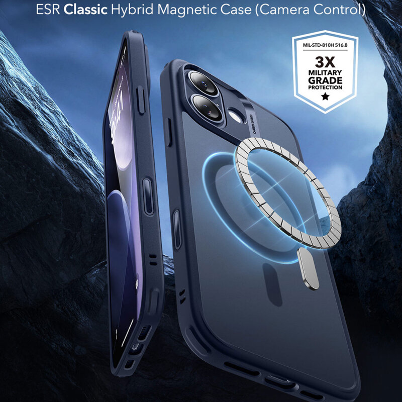 Husa iPhone 17 ESR Classic Hybrid HaloLock, bleumarin