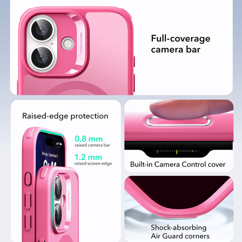 Husa iPhone 17 ESR Classic Hybrid HaloLock, roz