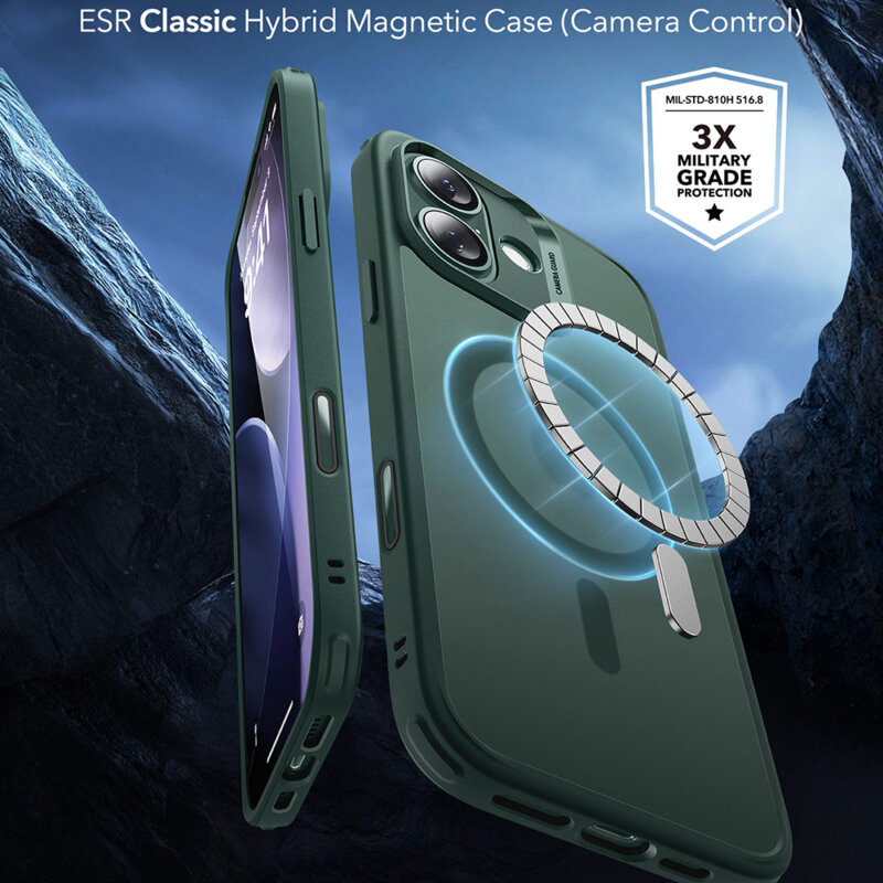 Husa iPhone 17 ESR Classic Hybrid HaloLock, verde