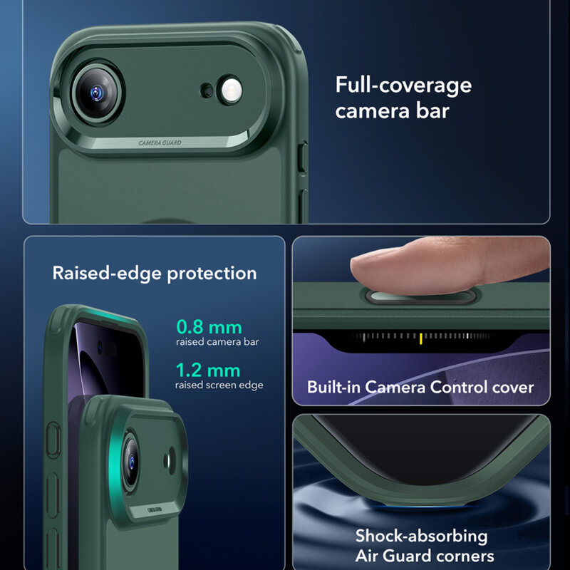Husa iPhone 17 Air ESR Classic Hybrid HaloLock, verde