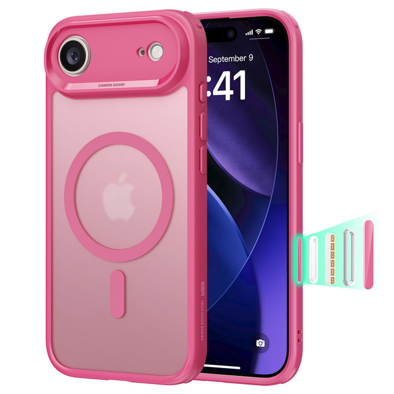 Husa iPhone 17 Air ESR Classic Hybrid HaloLock, roz