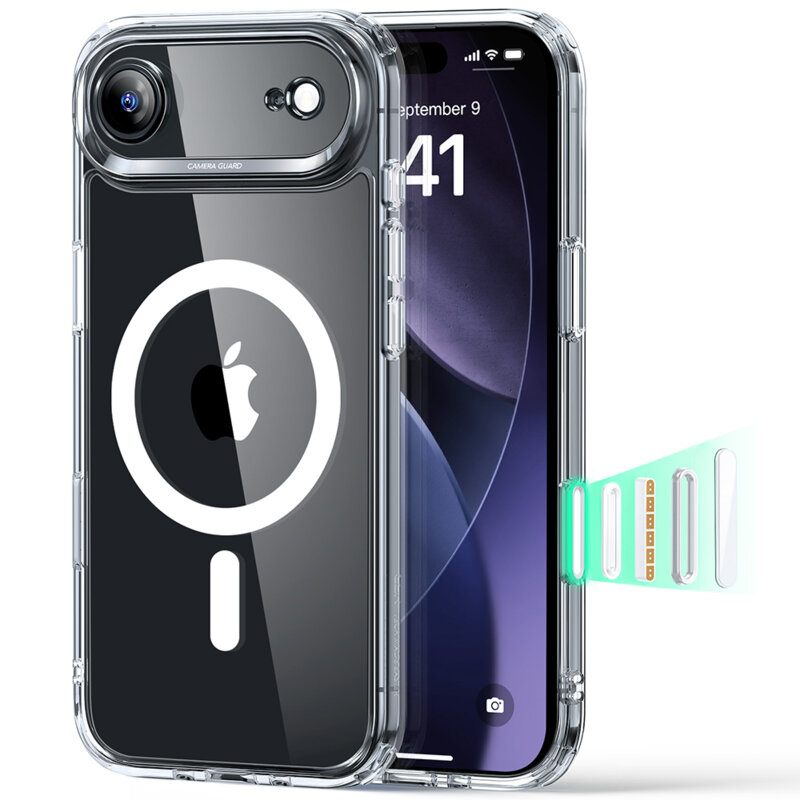 Husa iPhone 17 Air ESR Classic Hybrid HaloLock, transparenta