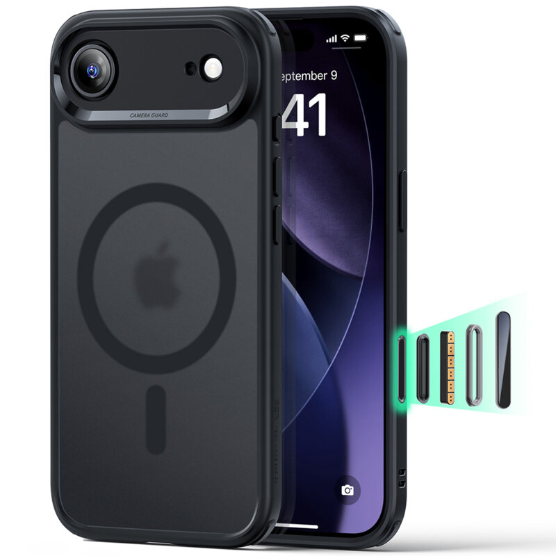 Husa iPhone 17 Air ESR Classic Hybrid HaloLock, negru frost