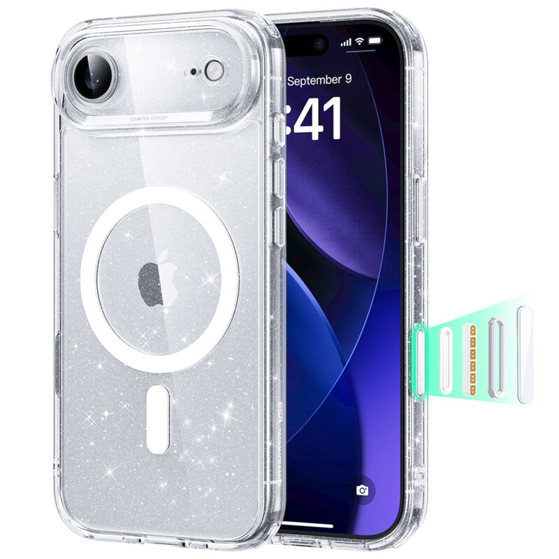 Husa iPhone 17 Air ESR Classic Hybrid HaloLock, transparenta