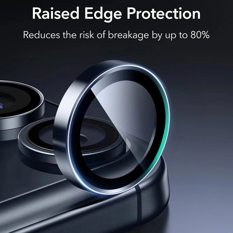 Folie sticla camera iPhone 15 Pro ESR Armorite Camera Lens Protectors, bleu