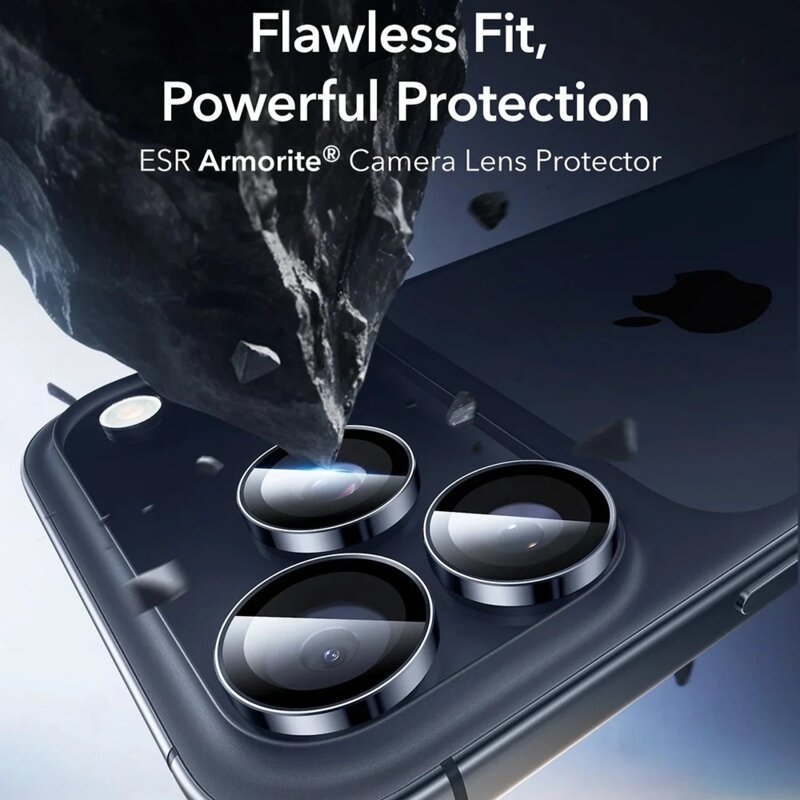 Folie sticla camera iPhone 15 Pro Max ESR Armorite Camera Lens Protectors, bleu
