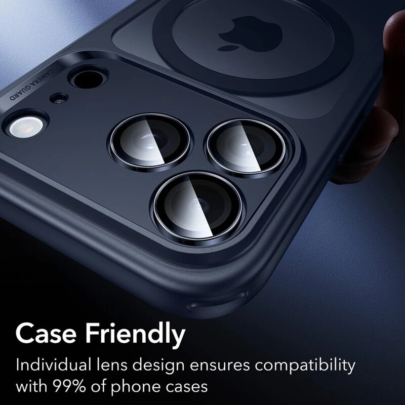 Folie sticla camera iPhone 15 Pro Max ESR Armorite Camera Lens Protectors, bleu