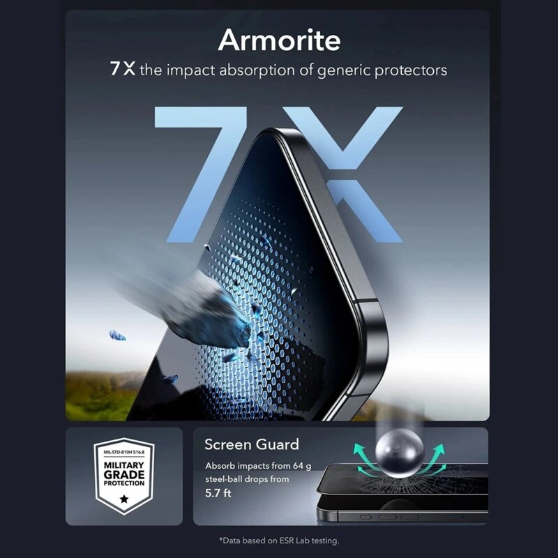 [Pachet 3x] Folie sticla iPhone 17 ESR Privacy Armorite Screen Protector UltraFit, negru
