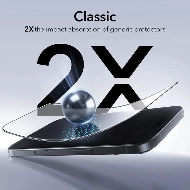 [Pachet 3x] Folie sticla iPhone 17 ESR Tempered Glass UltraFit, negru