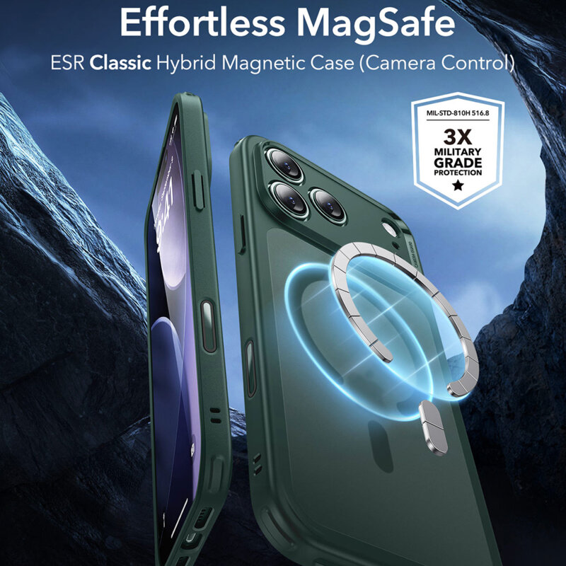 Husa iPhone 17 Pro ESR Classic Hybrid HaloLock, verde
