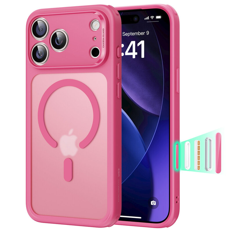 Husa iPhone 17 Pro ESR Classic Hybrid HaloLock, roz