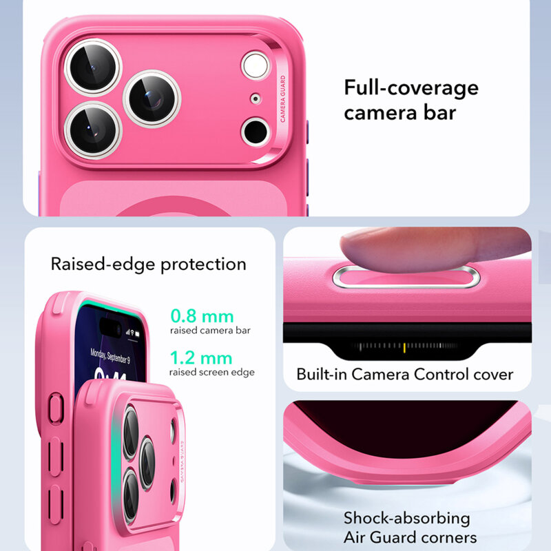 Husa iPhone 17 Pro Max ESR Classic Hybrid HaloLock, roz
