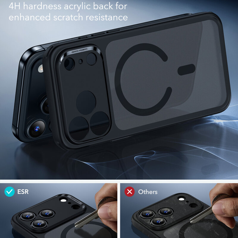 Husa iPhone 17 Pro ESR Classic Hybrid HaloLock, negru frost