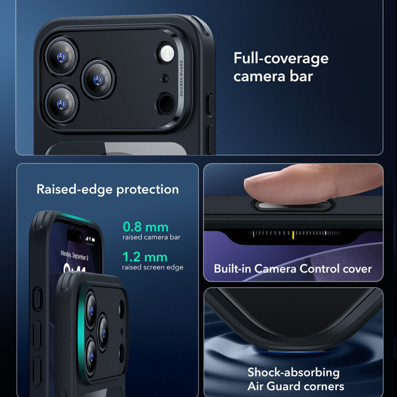 Husa iPhone 17 Pro Max ESR Classic Hybrid HaloLock, negru/transparenta