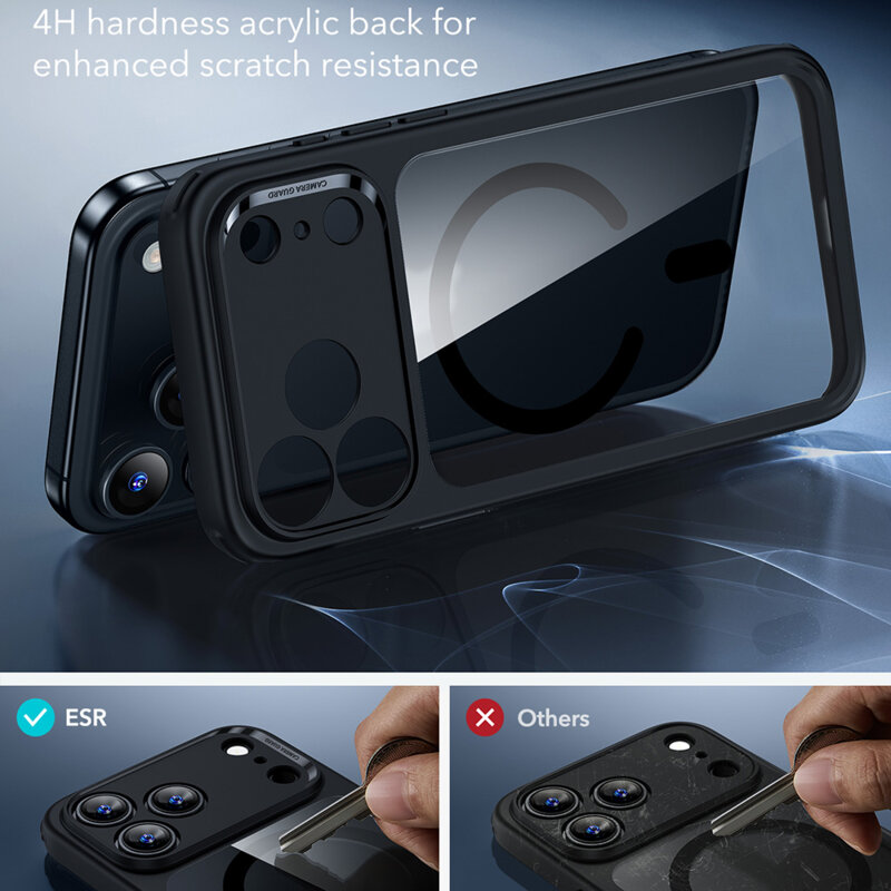Husa iPhone 17 Pro Max ESR Classic Hybrid HaloLock, negru/transparenta