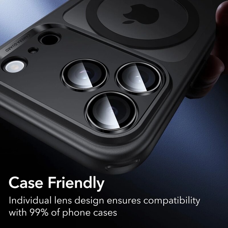 [Pachet 2x] Folie sticla camera iPhone 16 Pro Max ESR Armorite Camera Lens Protectors, negru