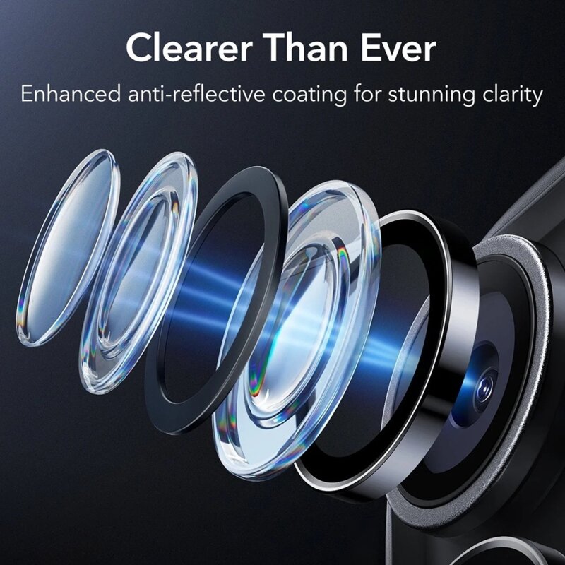 [Pachet 2x] Folie sticla camera iPhone 17 Pro Max ESR Armorite Camera Lens Protectors, negru