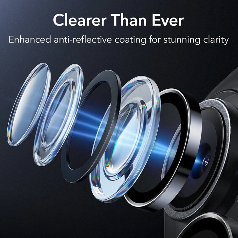 [Pachet 2x] Folie sticla camera iPhone 16 ESR Armorite Camera Lens Protectors, negru