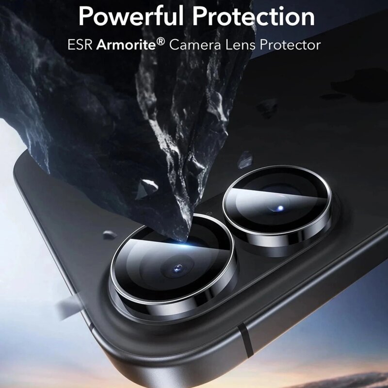 [Pachet 2x] Folie sticla camera iPhone 16 ESR Armorite Camera Lens Protectors, negru