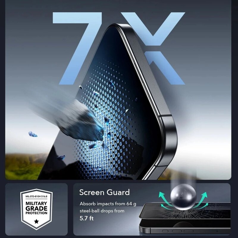 [Pachet 3x] Folie sticla iPhone 17 Air ESR Privacy Armorite Screen Protector UltraFit, negru