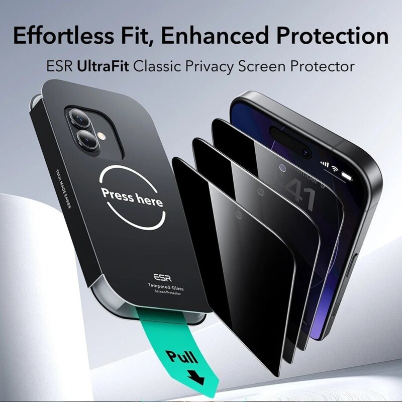 Folie sticla iPhone 16 Pro ESR Tempered Glass, negru