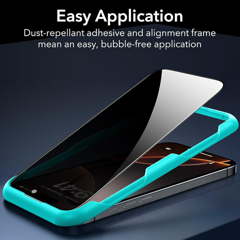 [Pachet 3x] Folie sticla iPhone 17 Pro Max ESR Privacy Tempered Glass, negru