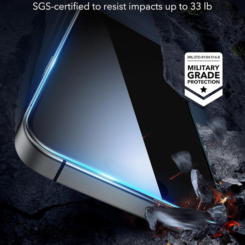 [Pachet 3x] Folie sticla iPhone 16 Pro ESR Tempered Glass, negru