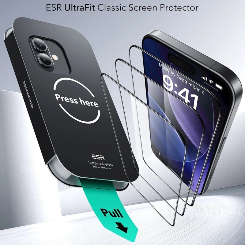 Folie sticla iPhone 16 Pro ESR Tempered Glass, transparenta