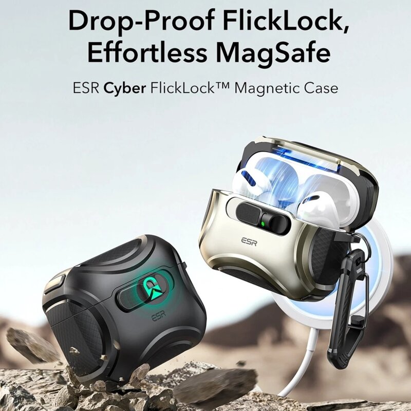 Husa Apple AirPods Pro 3 ESR Cyber FlickLock HaloLock, gri