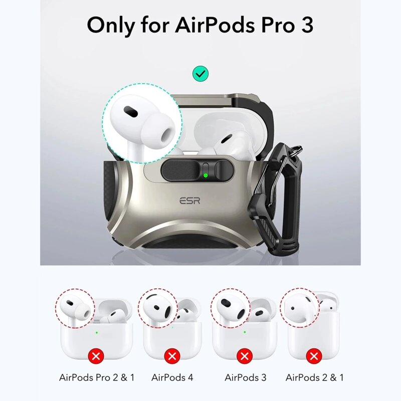 Husa Apple AirPods Pro 3 ESR Cyber FlickLock HaloLock, gri