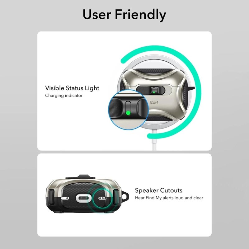 Husa Apple AirPods Pro 3 ESR Cyber FlickLock HaloLock, gri