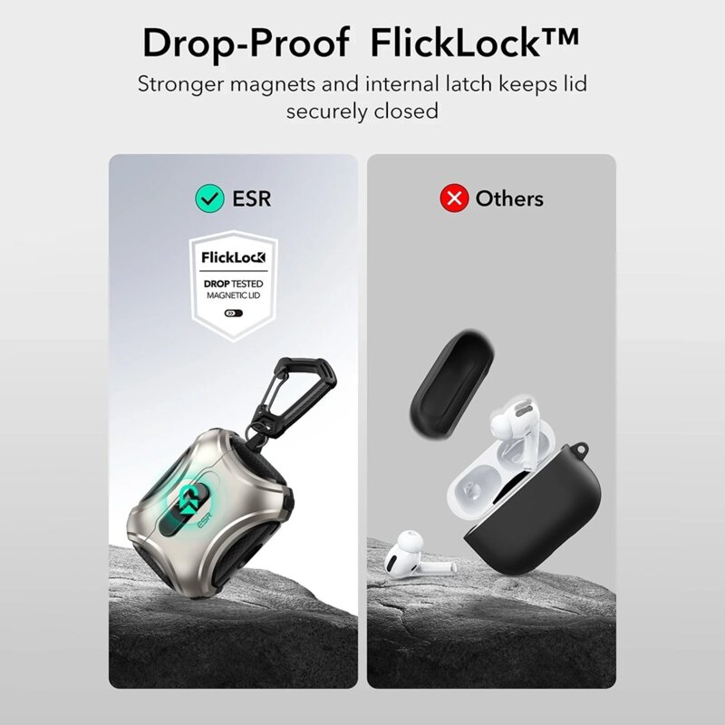 Husa Apple AirPods Pro 3 ESR Cyber FlickLock HaloLock, gri