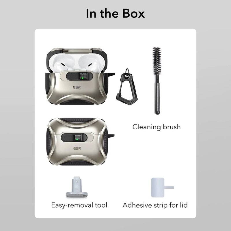 Husa Apple AirPods Pro 3 ESR Cyber FlickLock HaloLock, gri