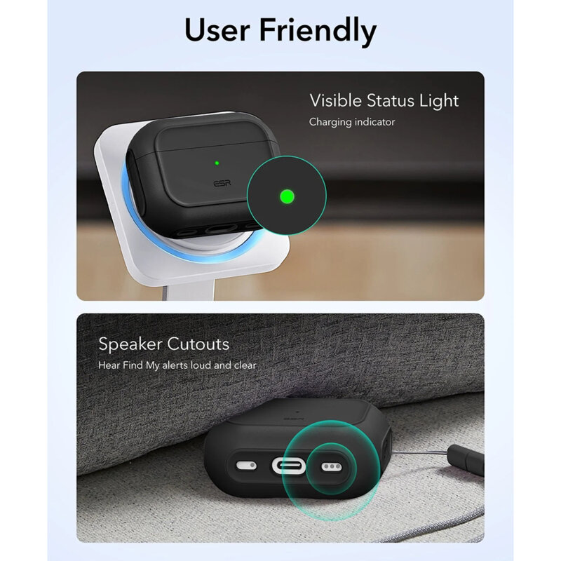 Husa Apple AirPods Pro 3 ESR Orbit Hybrid HaloLock, negru