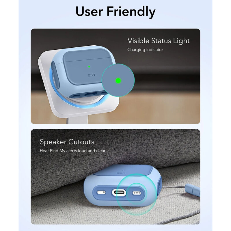 Husa Apple AirPods Pro 3 ESR Orbit Hybrid HaloLock, bleu