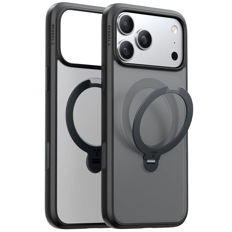 Husa iPhone 17 Pro Max Torras Ostand Spin MagSafe Series, negru