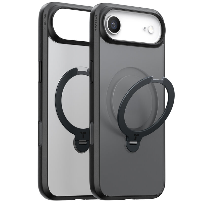 Husa iPhone 17 Air Torras Ostand Spin MagSafe Series, negru