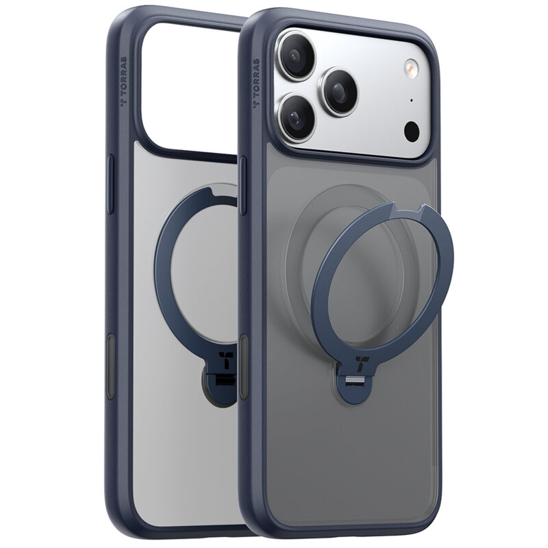 Husa iPhone 17 Pro Max Torras Ostand Spin MagSafe Series, albastru