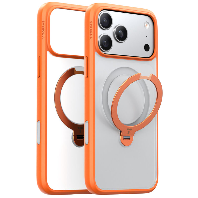 Husa iPhone 17 Pro Max Torras Ostand Spin MagSafe Series, portocaliu