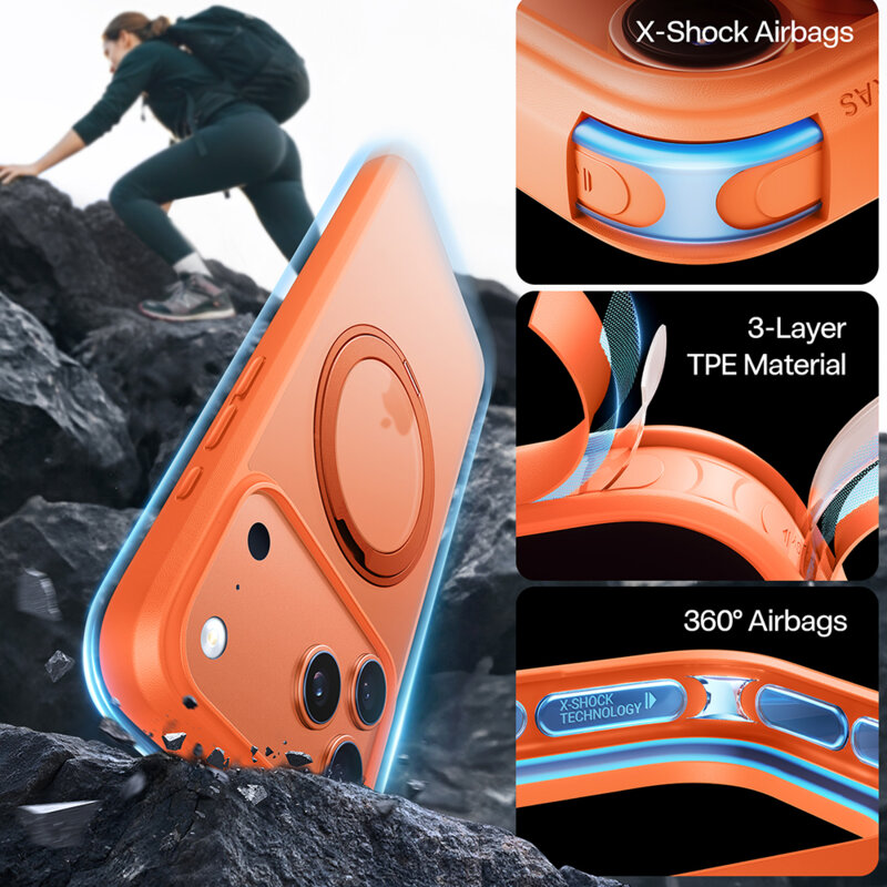 Husa iPhone 17 Pro Max Torras Ostand Pro MagSafe  Series, portocaliu