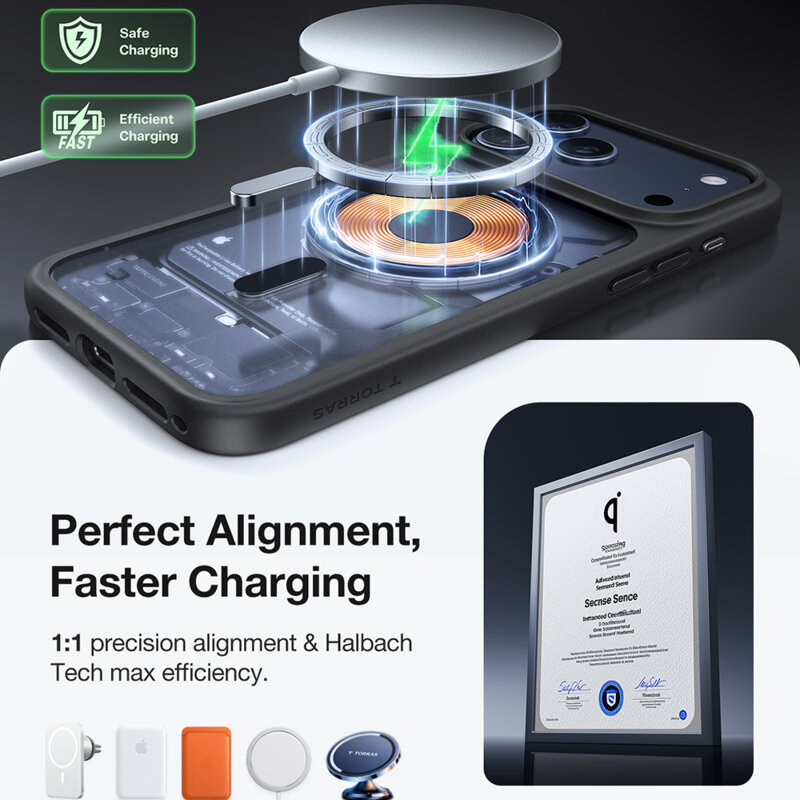 Husa iPhone 17 Pro Torras Guardian Magnetic Series, negru