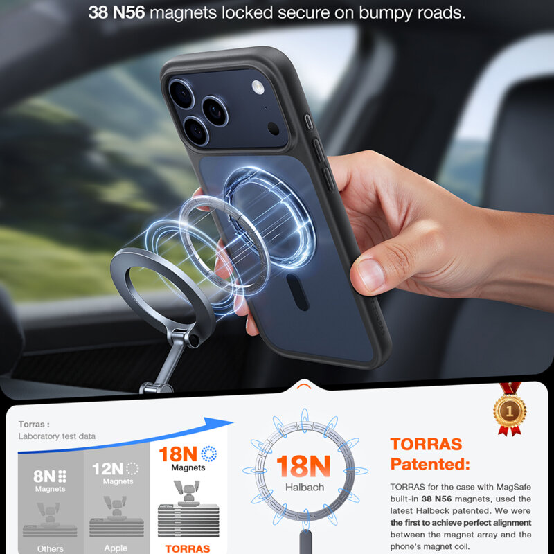 Husa iPhone 17 Pro Torras Guardian Magnetic Series, negru