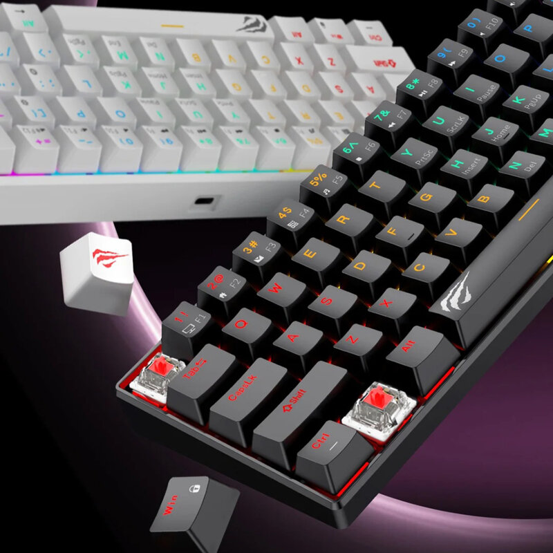 Tastatura gaming cu fir si LED-uri Havit KB903L, 1.8m, alb