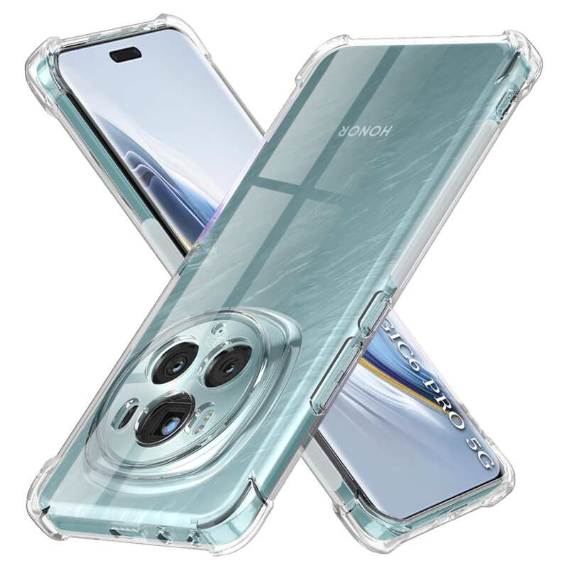 Husa Honor Magic6 Pro Techsuit Shockproof Clear Silicone, transparenta